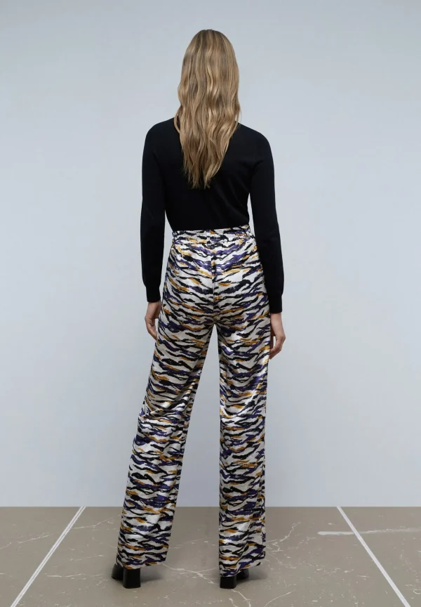 scalperscompany Pantalon Satinado Cebra-Mujer Coleccion