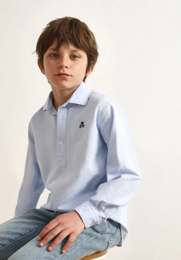scalperscompany Polera Oxford Calavera Contraste-Niños Mini Me