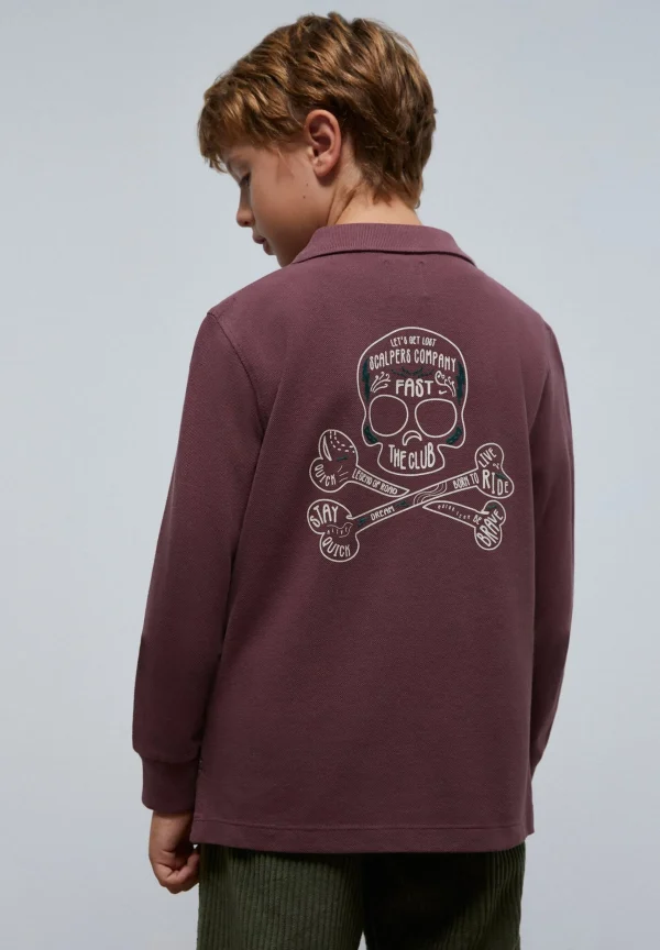 scalperscompany Polo Manga Larga Print Trasero-Niños Polos