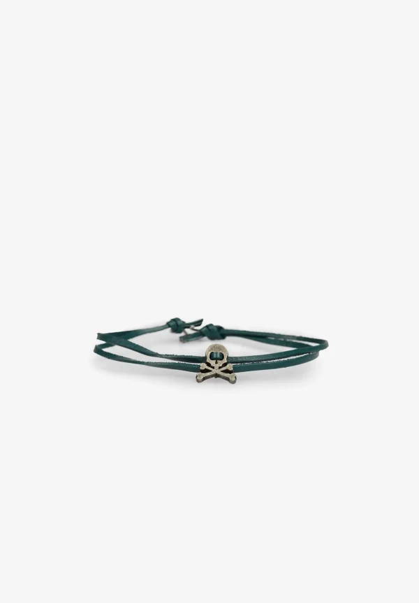 scalperscompany Pulsera Calavera Cordon Piel-Hombre Pulseras