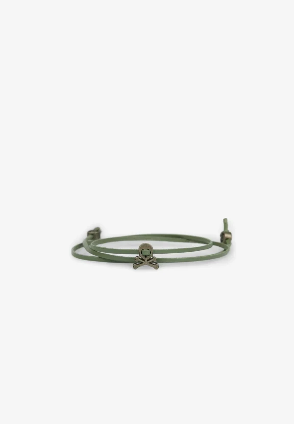 scalperscompany Pulsera Calavera Cordon Piel-Hombre Pulseras