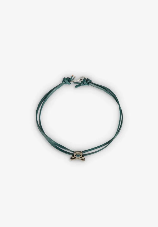 scalperscompany Pulsera Calavera Cordon Piel-Hombre Pulseras