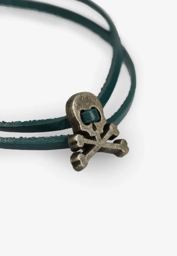 scalperscompany Pulsera Calavera Cordon Piel-Hombre Pulseras