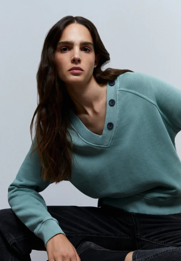 scalperscompany Sudadera Botones Cuello-Mujer Sudaderas