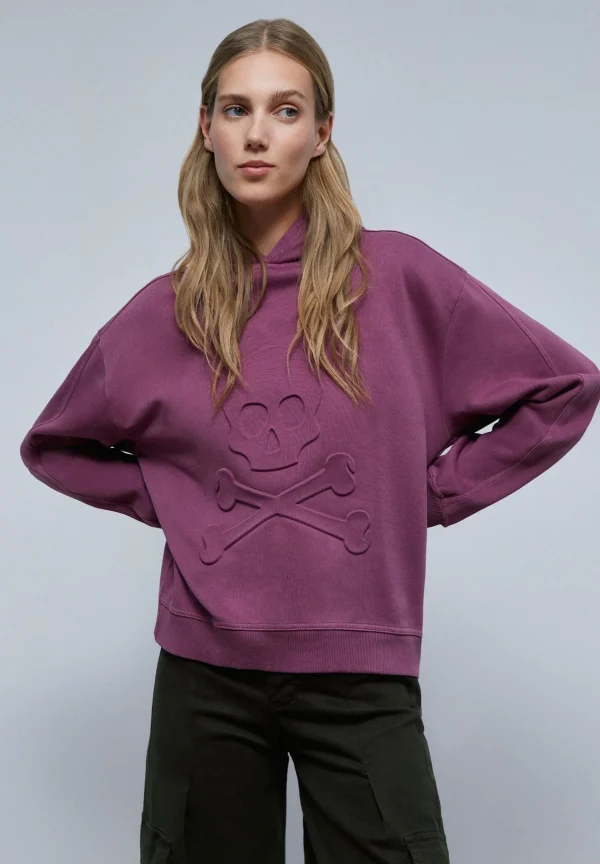 scalperscompany Sudadera Calavera Relieve Frontal-Mujer Sudaderas