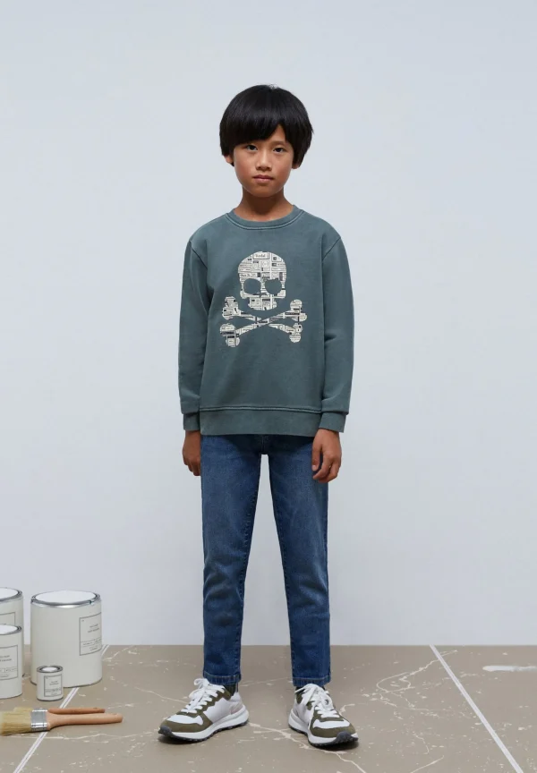 scalperscompany Sudadera Calavera Texto Periodico-Niños Sudaderas