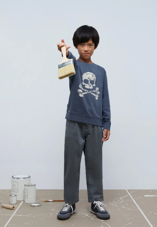 scalperscompany Sudadera Calavera Texto Periodico-Niños Sudaderas