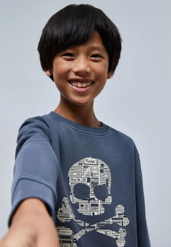 scalperscompany Sudadera Calavera Texto Periodico-Niños Sudaderas