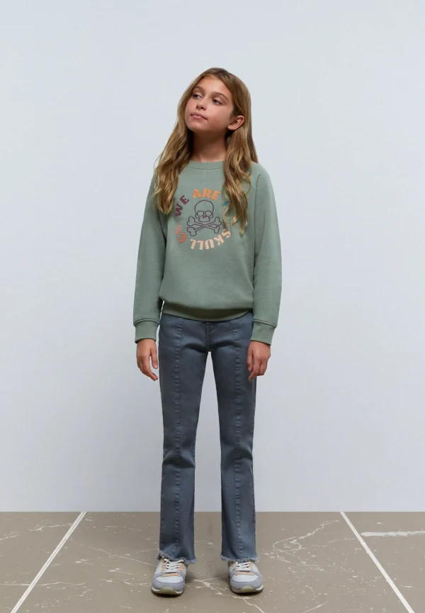 scalperscompany Sudadera Flocado Calavera Bordada-Niños Sudaderas