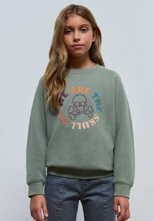 scalperscompany Sudadera Flocado Calavera Bordada-Niños Sudaderas