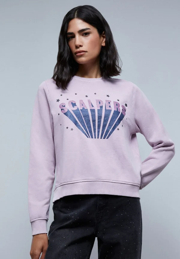 scalperscompany Sudadera Lavada Logo Glitter-Mujer Sudaderas