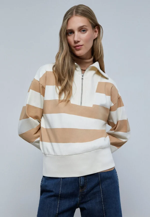 scalperscompany Sudadera Rayas Cremallera Cuello-Mujer Sudaderas