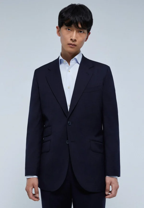 scalperscompany Traje Clasico Lana Azul Marino-Hombre Trajes