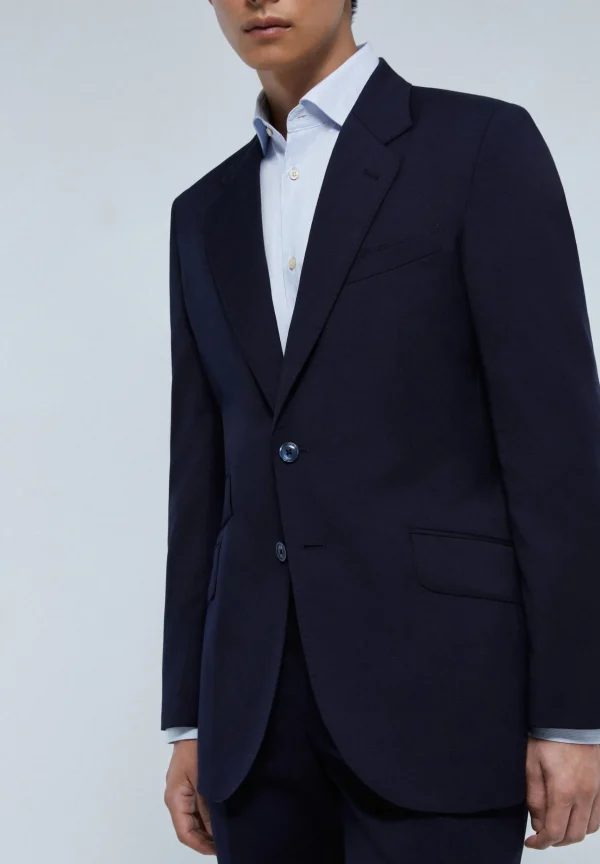 scalperscompany Traje Clasico Lana Azul Marino-Hombre Trajes