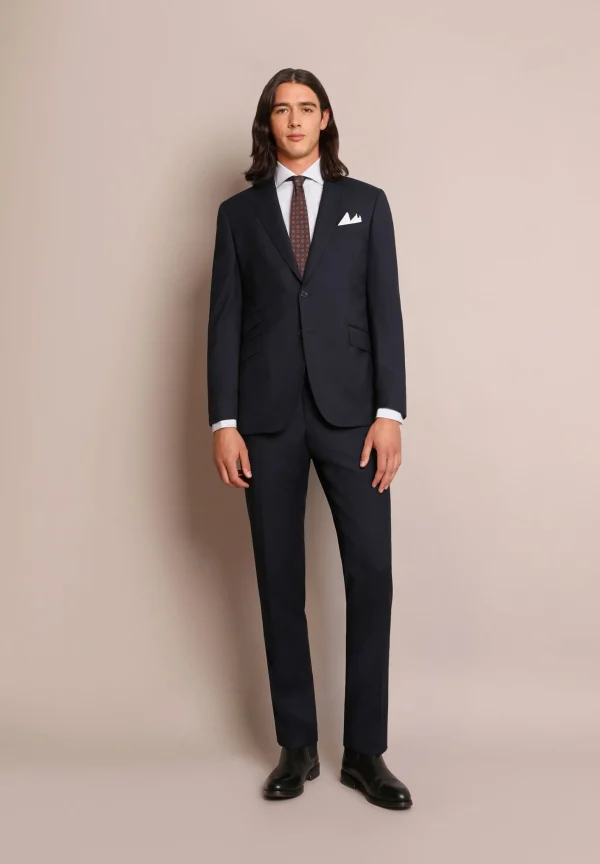 scalperscompany Traje Estructura Azul Marino Lana-Hombre Trajes