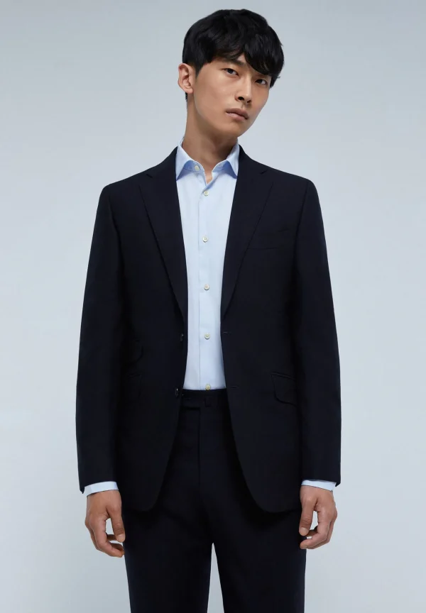 scalperscompany Traje Estructura Azul Marino Lana-Hombre Trajes
