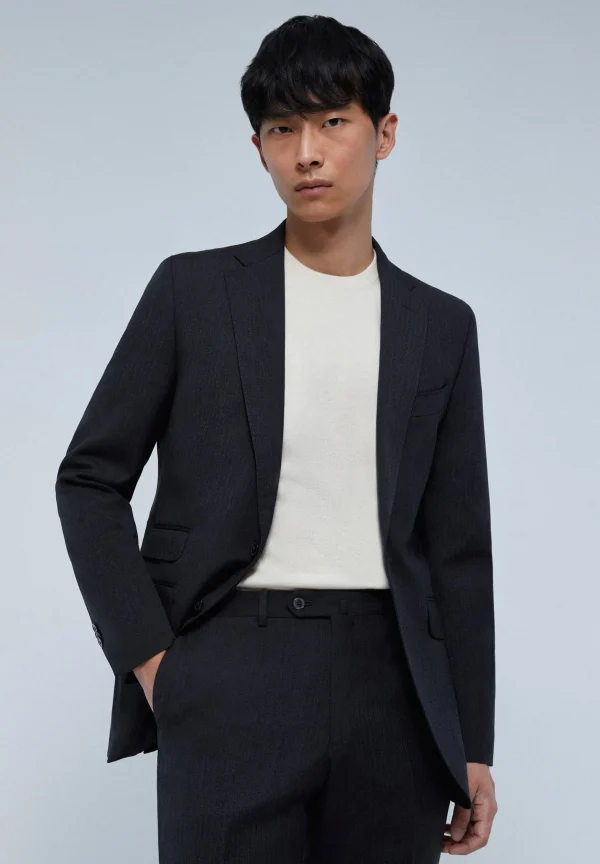 scalperscompany Traje Estructura Gris Lana-Hombre Trajes