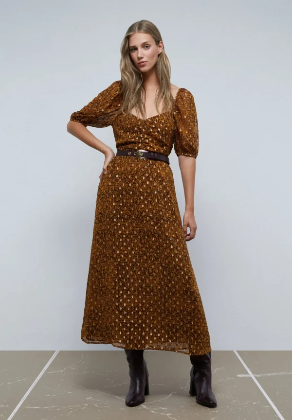 scalperscompany Vestido Midi Detalle Frunce Pecho-Mujer Coleccion