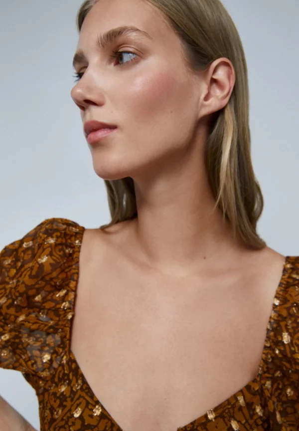 scalperscompany Vestido Midi Detalle Frunce Pecho-Mujer Coleccion