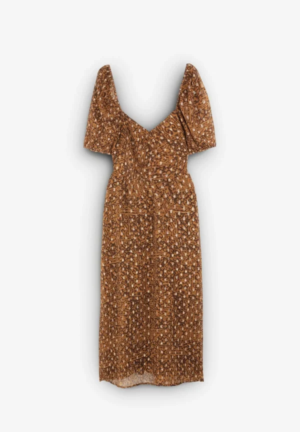 scalperscompany Vestido Midi Detalle Frunce Pecho-Mujer Coleccion