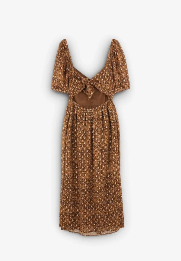 scalperscompany Vestido Midi Detalle Frunce Pecho-Mujer Coleccion