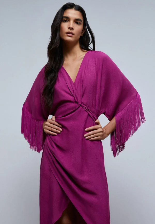 scalperscompany Vestido Midi Flecos-Mujer Coleccion
