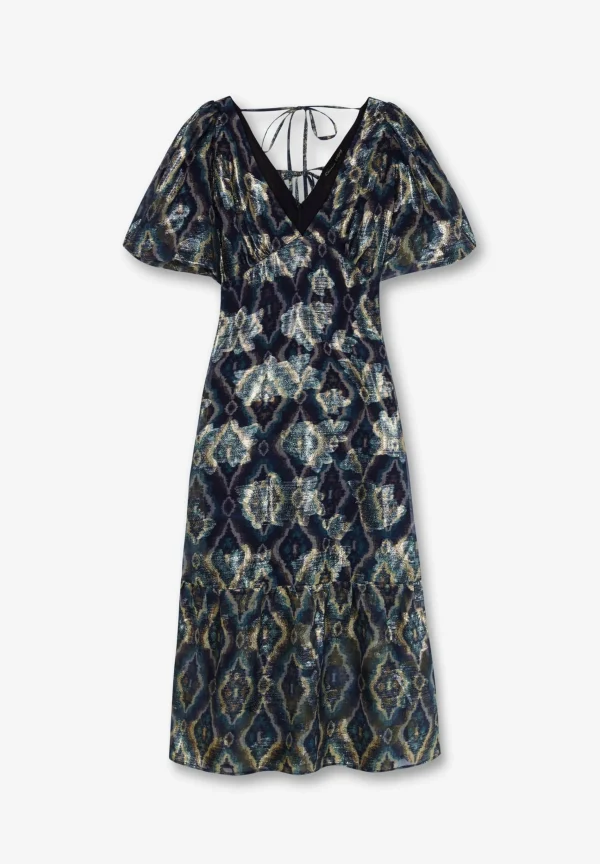 scalperscompany Vestido Midi Manga Abullonada-Mujer La Gran Fiesta